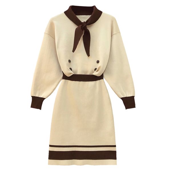 beige orange brown patchwork sailor collar full sleeve women knee length skirt knitted two pieces set elegant t0005 210514, White
beige orange brown patchwork sailor collar full sleeve women knee length skirt knitted two pieces set elegant t0005 210514, White