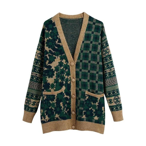 women's knits & tees 2021 floral jacquard knit cardigan vintage green long sleeve v neck knitted coat woman buttoned winter loose sweat, White
women's knits & tees 2021 floral jacquard knit cardigan vintage green long sleeve v neck knitted coat woman buttoned winter loose sweat, White
