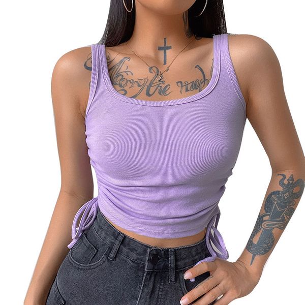 tank sleeveless women vest ladies drawstring short summer fashion crop female camis casual t shirts 050729, White
tank sleeveless women vest ladies drawstring short summer fashion crop female camis casual t shirts 050729, White