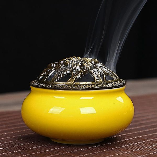 fragrance lamps ceramic incense burner alloy bronze mini incensory art craft home decor
fragrance lamps ceramic incense burner alloy bronze mini incensory art craft home decor