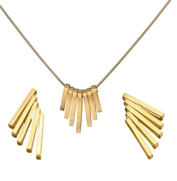 earrings & necklace 316l stainless steel gold fan-shaped small square fringe set bizuteria slubna, Silver
earrings & necklace 316l stainless steel gold fan-shaped small square fringe set bizuteria slubna, Silver