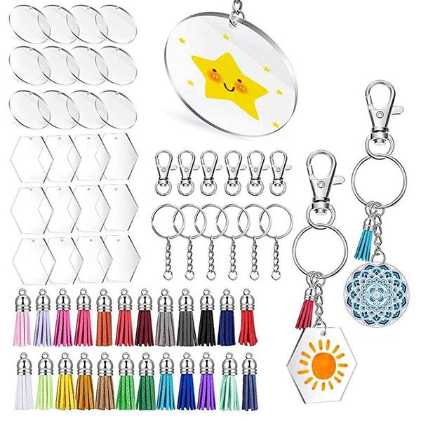 keychains 120pcs acrylic transparent circle and hexagon discs keychain blanks tassel pendants key ring set for diy crafts, Silver
keychains 120pcs acrylic transparent circle and hexagon discs keychain blanks tassel pendants key ring set for diy crafts, Silver