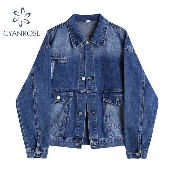 women's denim jacket blue gradient color single breasted cardigan loose casual vintage spring cowboy jeans coats female 210417, Black;brown
women's denim jacket blue gradient color single breasted cardigan loose casual vintage spring cowboy jeans coats female 210417, Black;brown
