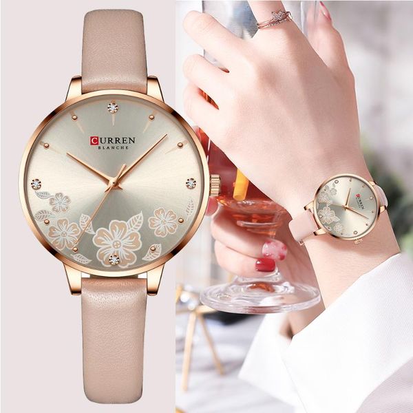 wristwatches curren women's watches with rhinestone and flower dial quartz leather strap charm for ladies, Slivery;brown
wristwatches curren women's watches with rhinestone and flower dial quartz leather strap charm for ladies, Slivery;brown