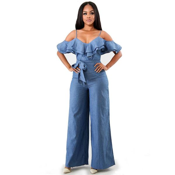 women's jumpsuits & rompers women elegant spaghetti strap off shoulder denim jumpsuit jeans ruffles backless casual blue jean romper lo, Black;white
women's jumpsuits & rompers women elegant spaghetti strap off shoulder denim jumpsuit jeans ruffles backless casual blue jean romper lo, Black;white