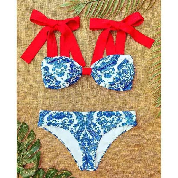 high waist swimwear women swimsuit bikini bandage bikinis set padded bathing suit leaf print biquini maillot de bain 210702, White;black
high waist swimwear women swimsuit bikini bandage bikinis set padded bathing suit leaf print biquini maillot de bain 210702, White;black