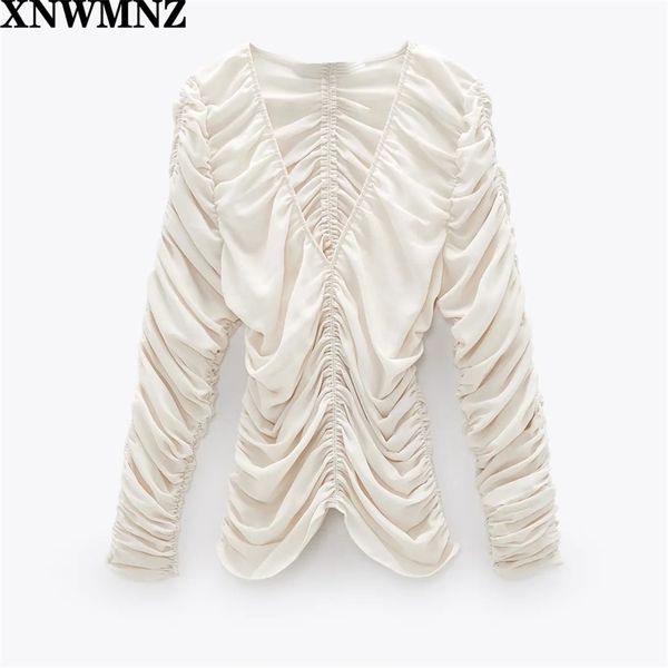 women fashion with elastic gathering pleated blouses vintage v neck long sleeve female shirts blusas chic 210520, White
women fashion with elastic gathering pleated blouses vintage v neck long sleeve female shirts blusas chic 210520, White