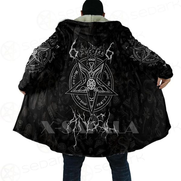 men's wool & blends thick warm hooded cloak for women men satanic skull symbol tattoo overcoat coat windproof fleece cape robe blanket-, Black
men's wool & blends thick warm hooded cloak for women men satanic skull symbol tattoo overcoat coat windproof fleece cape robe blanket-, Black