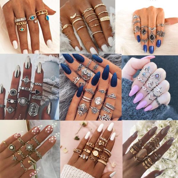 cluster rings bohemian crystal star crown cross snake drops geometry gold ring set charm joint fashion jewelry, Golden;silver
cluster rings bohemian crystal star crown cross snake drops geometry gold ring set charm joint fashion jewelry, Golden;silver