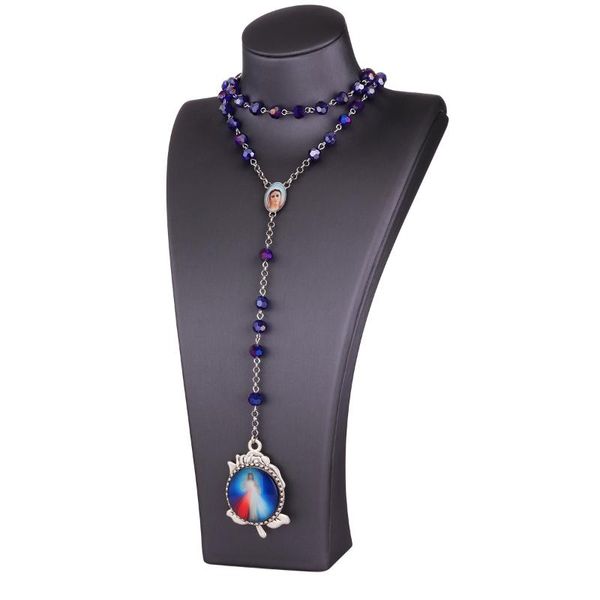 pendant necklaces rose christ jesus catholic paternosters rosary necklace long blue glass prayer beads chain religious communion jewelry, Silver
pendant necklaces rose christ jesus catholic paternosters rosary necklace long blue glass prayer beads chain religious communion jewelry, Silver