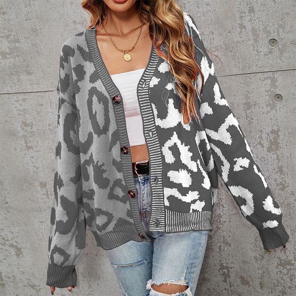 2021 autumn and winter new gray pattern knitted sweater casual all-match women's clothing, White;black
2021 autumn and winter new gray pattern knitted sweater casual all-match women's clothing, White;black