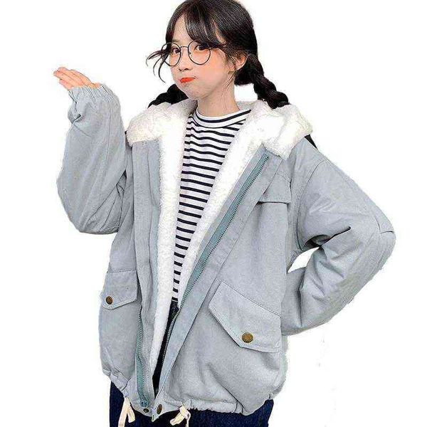 tooling coat girls autumn and winter 2021 junior high school students plush thickened lamb wool short, Black;brown
tooling coat girls autumn and winter 2021 junior high school students plush thickened lamb wool short, Black;brown