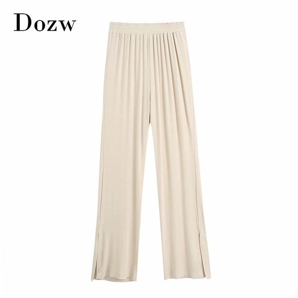 women chic solid long pants fashion side split casual pants office ladies high waist trousers pantalones mujer 210414, Black;white
women chic solid long pants fashion side split casual pants office ladies high waist trousers pantalones mujer 210414, Black;white