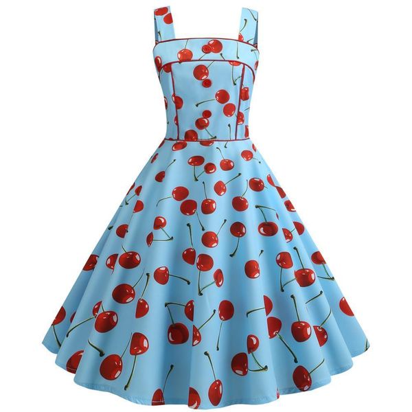 women dresses cherry print a line strapless vintage elegant summer sleeveless 50 60s rockabilly party office dress casual vestido, Black;gray
women dresses cherry print a line strapless vintage elegant summer sleeveless 50 60s rockabilly party office dress casual vestido, Black;gray