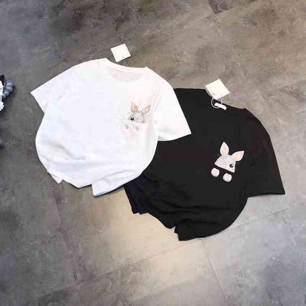 2022 factory wholesale new high version summer fashion embroidery lovely rabbit aging korean youth comfortable breathable couple short sleev, White
2022 factory wholesale new high version summer fashion embroidery lovely rabbit aging korean youth comfortable breathable couple short sleev, White