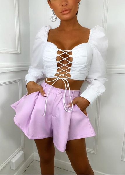 fashion women solid color casual shorts ladies summer high waist with pocket blue/pink/purple/white women's, White;black
fashion women solid color casual shorts ladies summer high waist with pocket blue/pink/purple/white women's, White;black