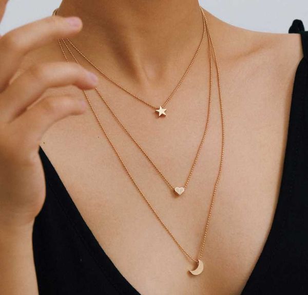 fashion vintage multi layered pendant necklace women gold color crescent moon star heart choker necklaces jewelry gifts chains, Silver
fashion vintage multi layered pendant necklace women gold color crescent moon star heart choker necklaces jewelry gifts chains, Silver