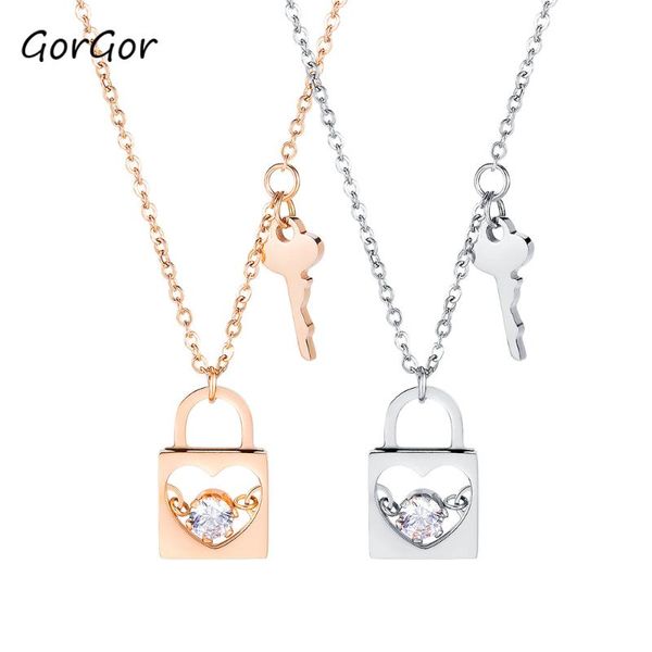 pendant necklaces gorgor women necaklace rhinestone mosaic lock&key design o-chain titanium steel ladies fashion clavicle chain accessories, Silver
pendant necklaces gorgor women necaklace rhinestone mosaic lock&key design o-chain titanium steel ladies fashion clavicle chain accessories, Silver