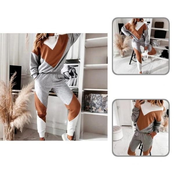 women's two piece pants autumn winter 1 set sporty round neck pullover elastic waist women sport suits contrast color for running, White
women's two piece pants autumn winter 1 set sporty round neck pullover elastic waist women sport suits contrast color for running, White