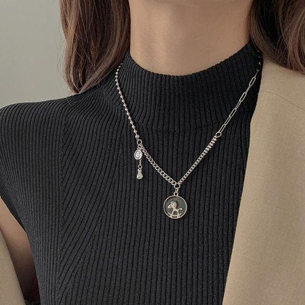 pendant necklaces little horse round brand necklace personality fashion trendy sweater chain unisex, Silver
pendant necklaces little horse round brand necklace personality fashion trendy sweater chain unisex, Silver