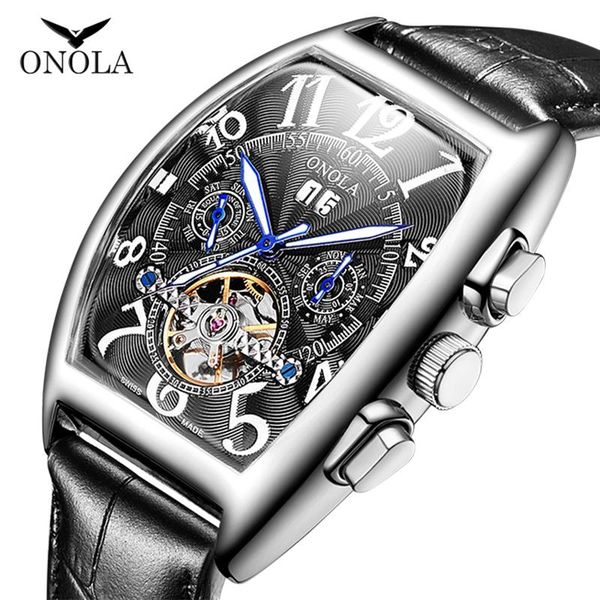 wristwatches automatic mechanical vintage men watch onola tonneau leather fashion business relogio masculino, Slivery;brown
wristwatches automatic mechanical vintage men watch onola tonneau leather fashion business relogio masculino, Slivery;brown