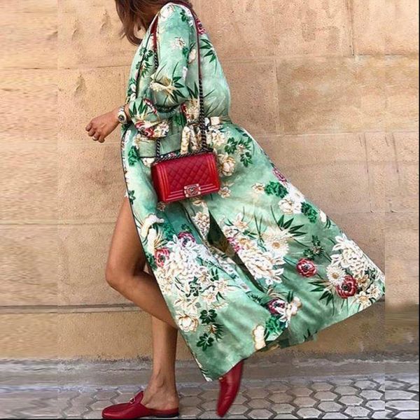 kaftan floral print kimono women dress long sleeve autumn v neck loose belt cardigan rayon dresses boho robe, Black;gray
kaftan floral print kimono women dress long sleeve autumn v neck loose belt cardigan rayon dresses boho robe, Black;gray