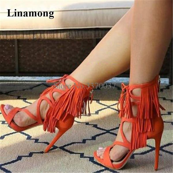 women design open toe suede leather tassels stiletto heel gladiator sandals lace-up strap cross high heels, Black
women design open toe suede leather tassels stiletto heel gladiator sandals lace-up strap cross high heels, Black