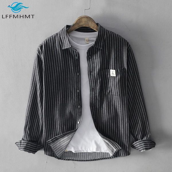 men autumn fashion stripe long sleeve button up lapel shirt for japan style brushed cotton harajuku menswear men's casual shirts, White;black
men autumn fashion stripe long sleeve button up lapel shirt for japan style brushed cotton harajuku menswear men's casual shirts, White;black