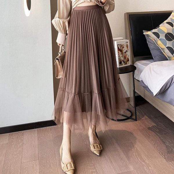 spring women's skirt solid color bright mesh pleated high waist thin skirts, Black
spring women's skirt solid color bright mesh pleated high waist thin skirts, Black