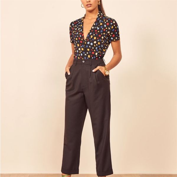 summer women's shirt casual colored dot print pocket decoration 210430, White
summer women's shirt casual colored dot print pocket decoration 210430, White