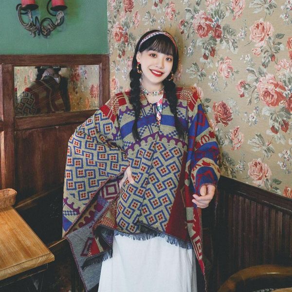 women's knits & tees 2021 fashion winter warm ethnic ponchos and capes for women oversized shawls wraps cashmere pashmina female bufand, White
women's knits & tees 2021 fashion winter warm ethnic ponchos and capes for women oversized shawls wraps cashmere pashmina female bufand, White