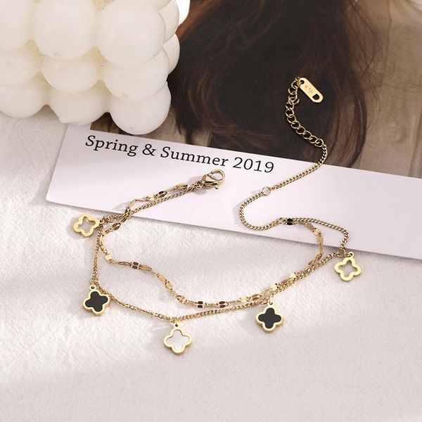 charm bracelets 2021 summer four-leaf clover bracelet double-layer female trend simple fashion design ins rose gold titanium steel, Golden;silver
charm bracelets 2021 summer four-leaf clover bracelet double-layer female trend simple fashion design ins rose gold titanium steel, Golden;silver
