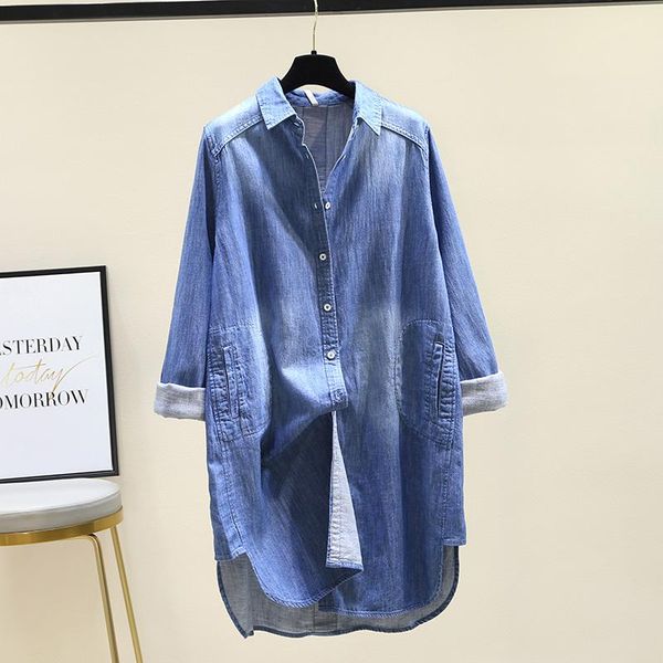 women's blouses & shirts superaen 2021 autumn loose all match full jacket turn down collar denim women, White
women's blouses & shirts superaen 2021 autumn loose all match full jacket turn down collar denim women, White
