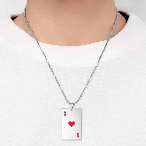 mens stainless steel necklace 2021 lucky ace of spades heart a poker pendant for male casino fortune playing cards neckalce necklaces, Silver
mens stainless steel necklace 2021 lucky ace of spades heart a poker pendant for male casino fortune playing cards neckalce necklaces, Silver