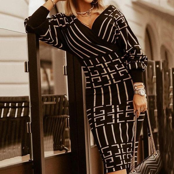 casual dresses women bodycon elegant dress autumn winter fashion temperament commute v-neck high waist long sleeve stripe mid-length, Black;gray
casual dresses women bodycon elegant dress autumn winter fashion temperament commute v-neck high waist long sleeve stripe mid-length, Black;gray