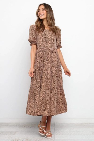 women's wool & blends 2021 summer short sleeve leopard pattern pleated dress, Black
women's wool & blends 2021 summer short sleeve leopard pattern pleated dress, Black