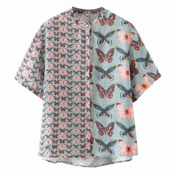 summer women butterfly printing splicing shirt female short sleeve blouse casual lady loose blusas s8791 210430, White
summer women butterfly printing splicing shirt female short sleeve blouse casual lady loose blusas s8791 210430, White