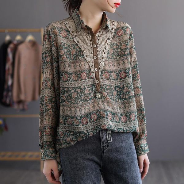 women's blouses & shirts blouse spring retro women loose pullovers shirt 2021 turn-down collar button print spliced lace casual, White
women's blouses & shirts blouse spring retro women loose pullovers shirt 2021 turn-down collar button print spliced lace casual, White