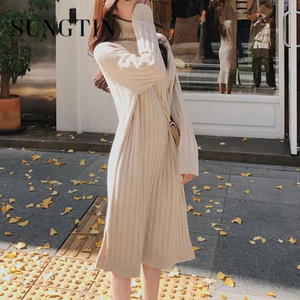 casual dresses sungtin korean sweater dress women solf turtleneck knit female slim autumn winter long woman 2021, Black;gray
casual dresses sungtin korean sweater dress women solf turtleneck knit female slim autumn winter long woman 2021, Black;gray