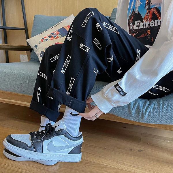 men's pants kemoy number graphic casual loose straight trousers for male hip hop harajuku clothing, Black
men's pants kemoy number graphic casual loose straight trousers for male hip hop harajuku clothing, Black