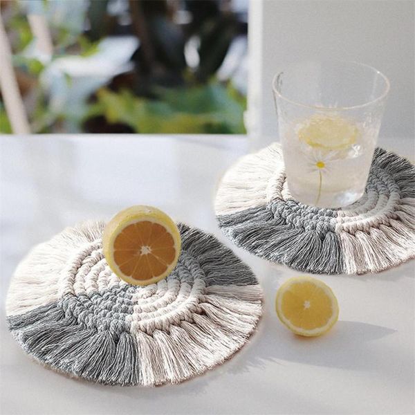 mats & pads handwoven macrame coasters cotton rope braided placemats cup pad table decor heat resistant mat
mats & pads handwoven macrame coasters cotton rope braided placemats cup pad table decor heat resistant mat