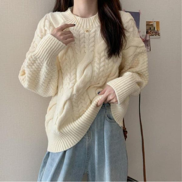 women's sweaters autumn and winter sweater korean loose wild round neck coarse twist pullover long sleeve wm*, White;black
women's sweaters autumn and winter sweater korean loose wild round neck coarse twist pullover long sleeve wm*, White;black