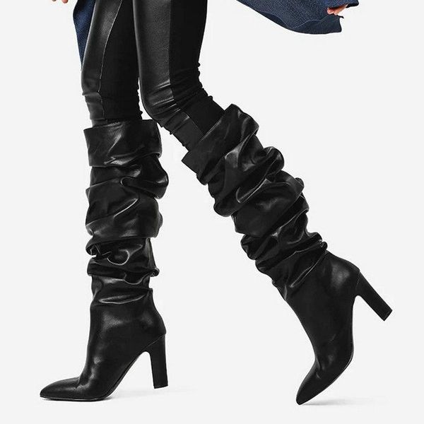 boots ladies fashion loose pleated long autumn winter slip on warm faux suede thick high heel large size women's shoes, Black
boots ladies fashion loose pleated long autumn winter slip on warm faux suede thick high heel large size women's shoes, Black