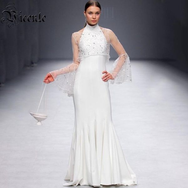 work dresses vicente 2021 two pieces sets dot sequins embellished long flare sleeves sleeveless turtleneck celebrity party dress suit, White;black
work dresses vicente 2021 two pieces sets dot sequins embellished long flare sleeves sleeveless turtleneck celebrity party dress suit, White;black