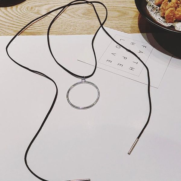 chains korean style fashionable all-match black flannel strap rope necklace long clavicle chain neck round brand circle, Silver
chains korean style fashionable all-match black flannel strap rope necklace long clavicle chain neck round brand circle, Silver