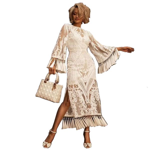 latest vintage white lace women party embroidery tassels long sleeve split elegant lady es 2pcs real pictures, Black;gray
latest vintage white lace women party embroidery tassels long sleeve split elegant lady es 2pcs real pictures, Black;gray