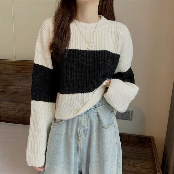 women's sweaters 2021 autumn winte sweater women knitted pullover korean style cardigan soft warm pull thick outwear, White;black
women's sweaters 2021 autumn winte sweater women knitted pullover korean style cardigan soft warm pull thick outwear, White;black