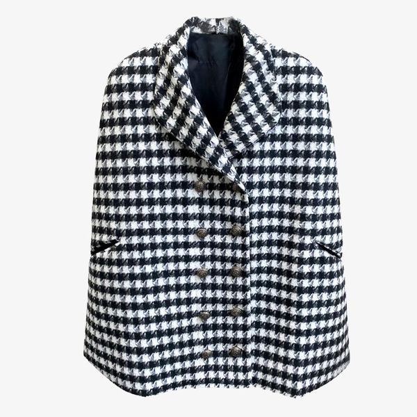 women's wool & blends women woolen plaid cloak coat woman overcoat vintage casual winter fashion 2021, Black
women's wool & blends women woolen plaid cloak coat woman overcoat vintage casual winter fashion 2021, Black