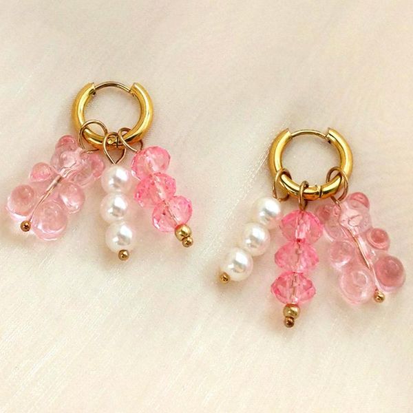 hoop & huggie sweet pink gummy bear gold color stainless steel earrings for women fashion crystal beads pearl y2k girls jewelry, Golden;silver
hoop & huggie sweet pink gummy bear gold color stainless steel earrings for women fashion crystal beads pearl y2k girls jewelry, Golden;silver