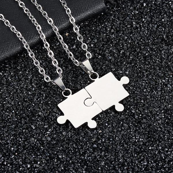 pendant necklaces stainless steel couple necklace stitching puzzle paired pendants friends fashion punk neck chain jewelry, Silver
pendant necklaces stainless steel couple necklace stitching puzzle paired pendants friends fashion punk neck chain jewelry, Silver